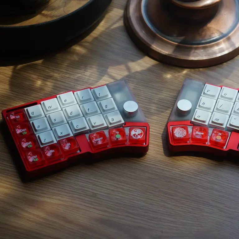 PandaKB Cornix Split Low-Profile Wireless Keyboard by Jezail - 48 keys, 2 knobs, CNC aluminum anodized case, 4 tenting angles