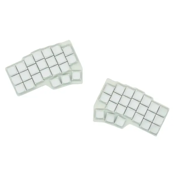 PandaKB W-Corne V4.1 Choc 2.4G wireless split keyboard with white case and white low-profile keycaps for ergonomic typing