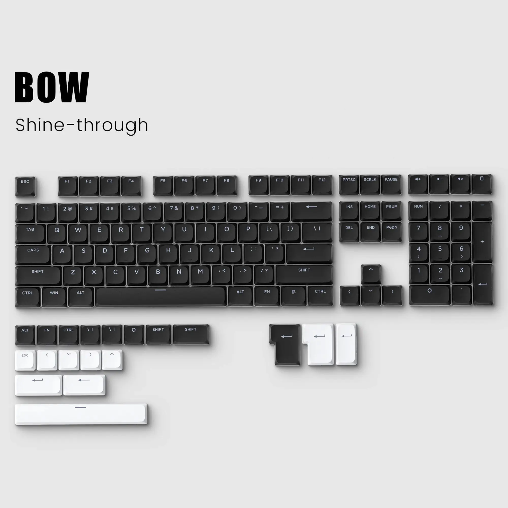 Low-Profile Shine-Through Keycaps (WOB/BOW)